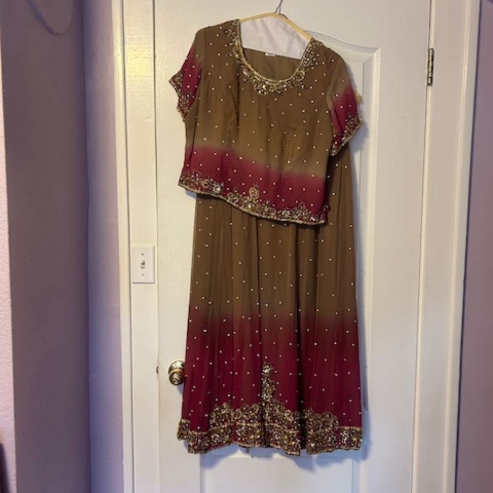 Indian Wedding Wear set - Top, Skirt, and Sari